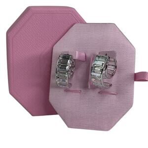 Swarovski Matrix Hoop Earrings Baguette Cut, White, Rhodium Plated